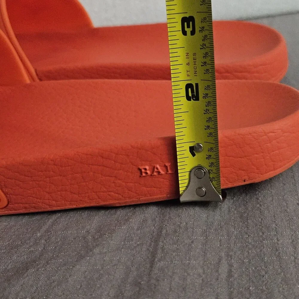 Bally 1851 Orange Rubber Sandal Slides Slippers Size 9 Neon Pool Beach Dopamine